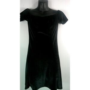 Angvns Black Velvet Dress Short Sleeve Medium